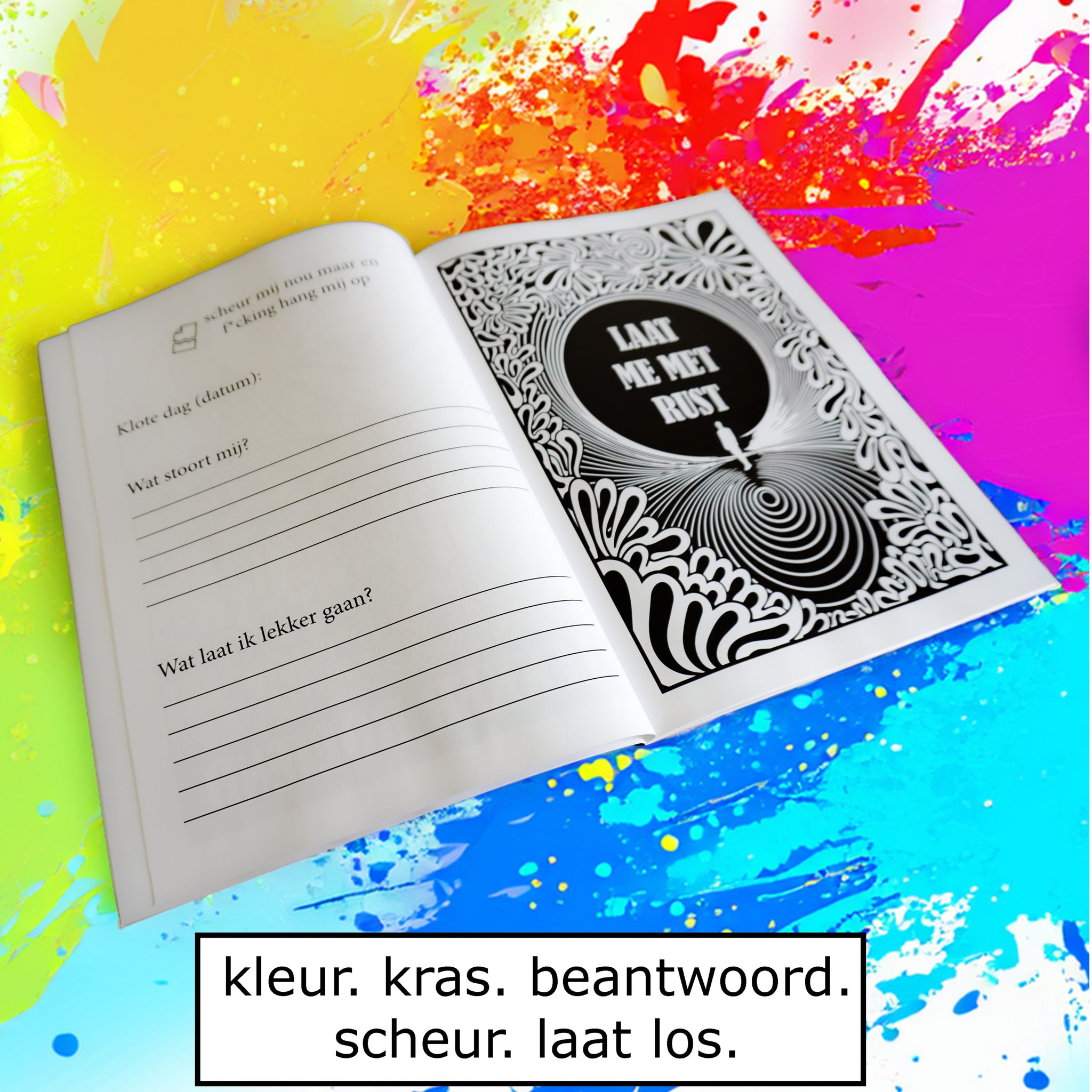 Pleur Op Ik Kleur ! Surrealistisch brutaal anti stress kleurboek voor volwassenen Als alles even k*t is - 21 rauwe kleurplaten + 42 vragen - f*ck it krasboek
