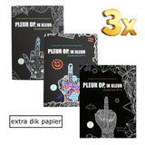 3 Set Pleur Op Ik Kleur ! Diverse brutale anti stress kleurboeken voor volwassenen Als alles even k*t is - 82 rauwe kleurplaten + 164 vragen - f*ck it krasboeken set Premium, Surrealistisch & Urban.